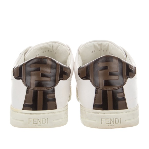 Fendi Roma White & Brown Buckle Sneakers - Picture 5 of 17